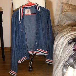 jean jacket shirt with stripes